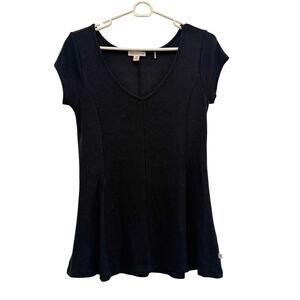 Toad&Co. Tencel Lyocell Ribbed V-neck Short Sleeve Top Stretch Peplum Medium